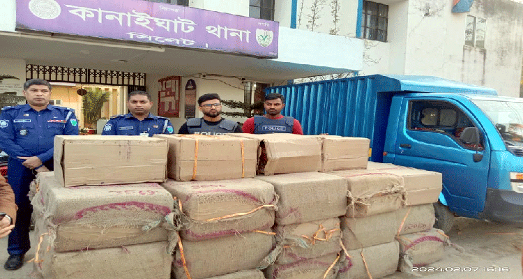কানাইঘাটে ভারতীয় বিড়ির চালান জব্দ, পিকআপ আটক